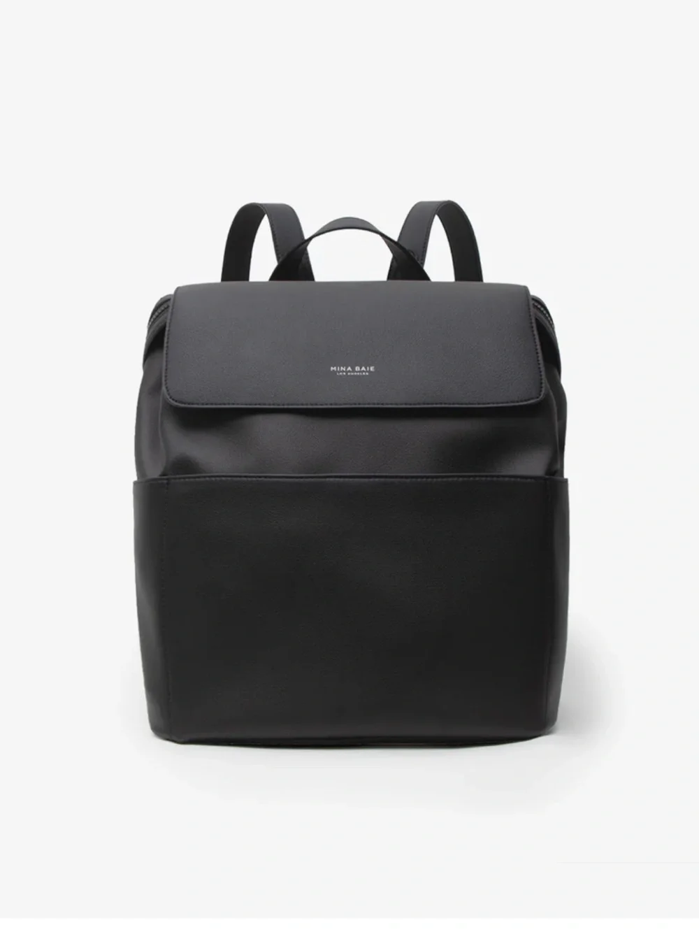 Mini baie Kinney black leather vegan diaper bag backpack - Picture 1 of 6